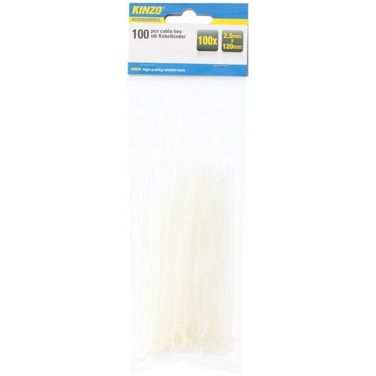 Lidhëse pvc të bardha, 100pcs 2.5x120mm