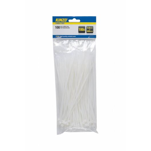 Lidhëse pvc të bardha, 100pcs 3.6x200mm