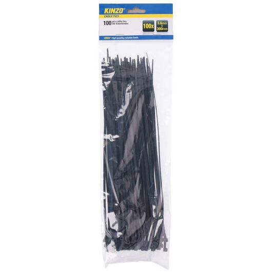 Lidhëse pvc të zeza, 100pcs 3.6x300mm