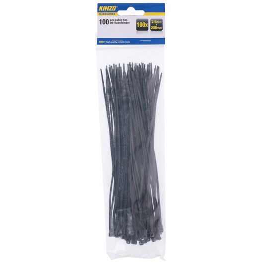 Lidhëse pvc të zeza, 100 cope, 2.5x200mm